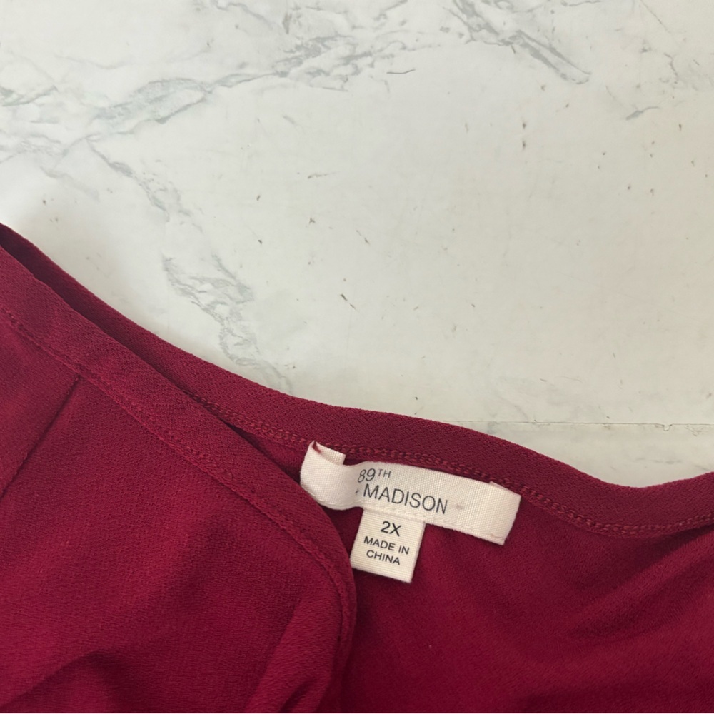 Women’s 89th & Madison Long Open Sleeve Top Plus Sz 2X Red Blouse Pullover​ - Picture 4 of 5